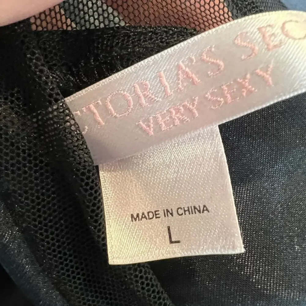 Victoria's Secret Very Sexy Midi Maxi Long Slip Dress Black Mesh Nightgown Large - Picture 8 of 13